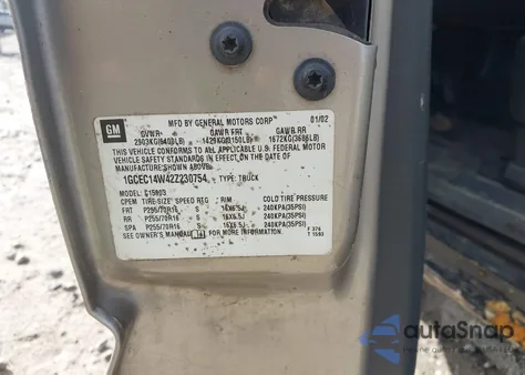 2002 Chevrolet Silverado 1500 Commercial from USA, damaged, VIN 1GCEC14W42Z230754